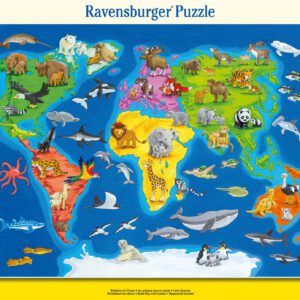 Ravensburger suur plaatpusle 30 tk Maailmakaart loomadega