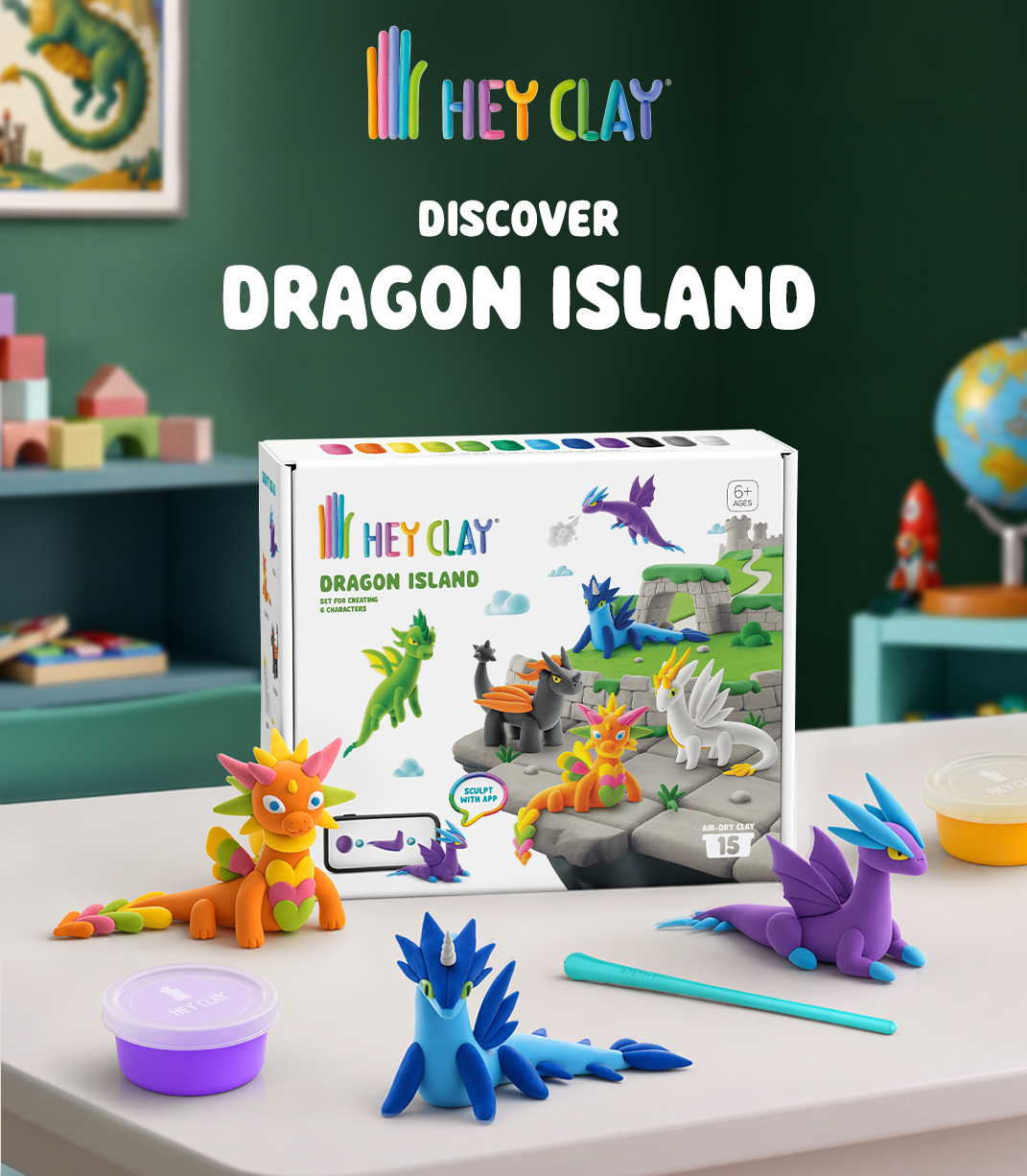 HEY CLAY voolimismass 15 tk: draakoni saar