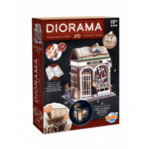 Buki dioraam: miniatuurne 3D raamatupood